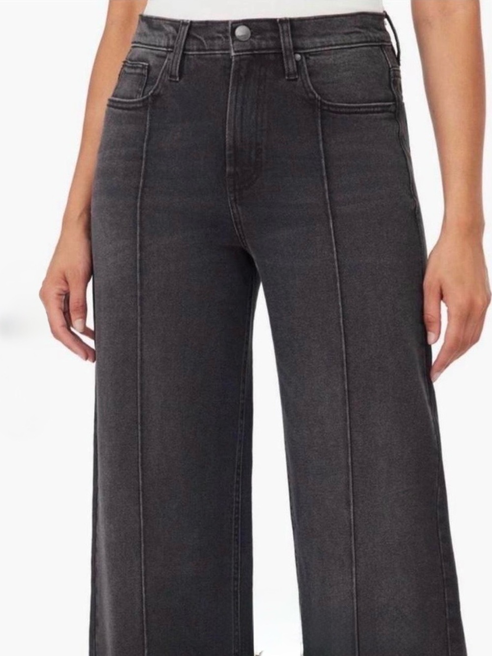 Kensie Wide Leg Flare Jeans in Washed Black